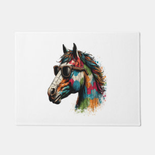 Retro Vintage Western Colorful Horse Doormat