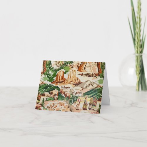 Retro Vintage Western Landscape Fabric Blank Card