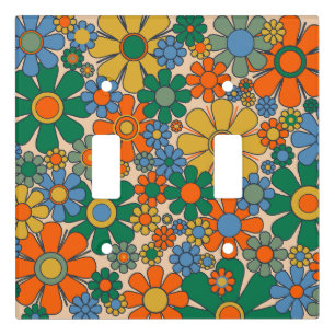 Retro Vintage Whimsical Floral Pattern Light Switch Cover