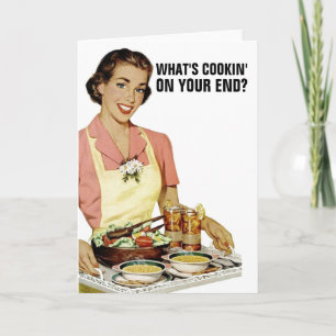 RETRO VINTAGE WIFE Greeting Cards, Just to Say Hi Card