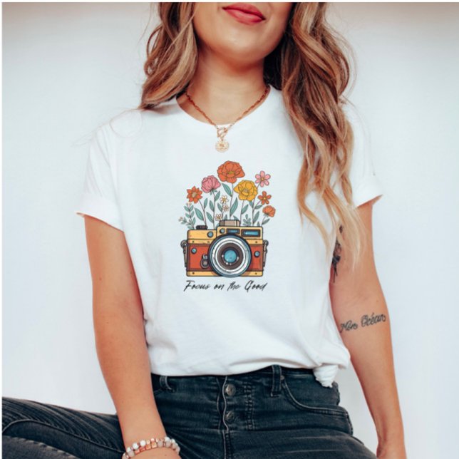 Retro Vintage Wildflowers and Camera T-Shirt (Creator Uploaded)