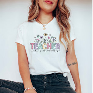 Retro Vintage Wildflowers Floral Teachers T-Shirt
