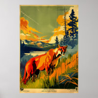 Retro Vintage Wildlife Conservation Poster - Ma