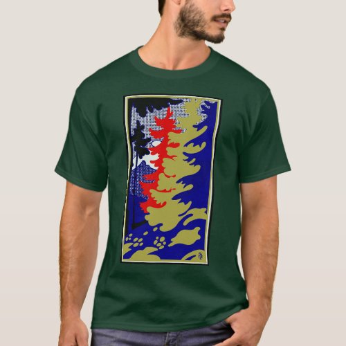 Retro Vintage Winter Forest Gold and Blue T_Shirt