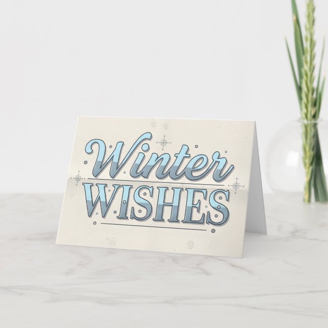 Retro Vintage Winter Wishes Christmas Holiday Card (Front)