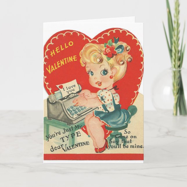 Retro Vintage woman add message card (Front)
