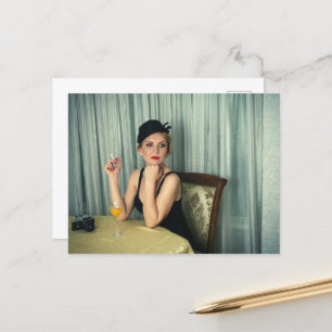 Retro vintage woman postcard