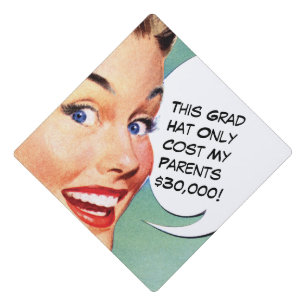 Retro Vintage Women Comic Funny Grad Cap