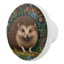 Retro vintage woodland hedgehog woodland botanical