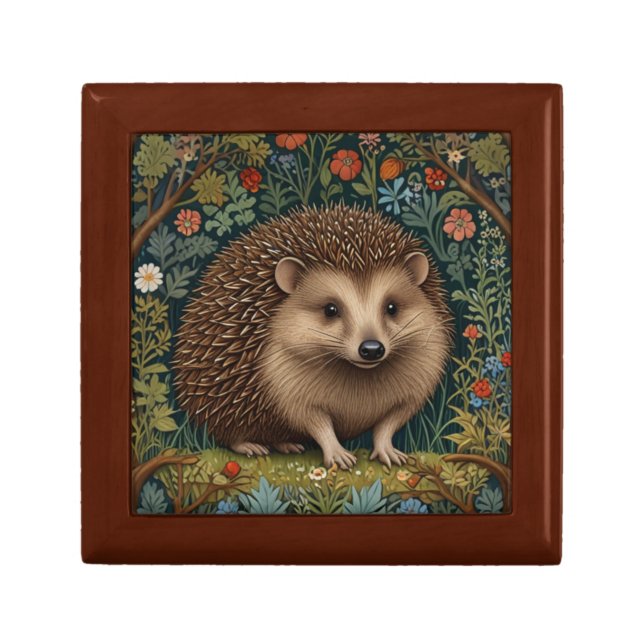 Retro vintage woodland hedgehog woodland botanical gift box (Front)