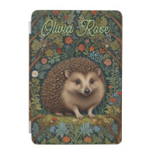 Retro vintage woodland hedgehog woodland botanical