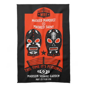 Retro Vintage Wrestling Poster Kitchen Towel