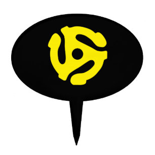 Retro Vintage Yellow 45 spacer DJ Cake Topper