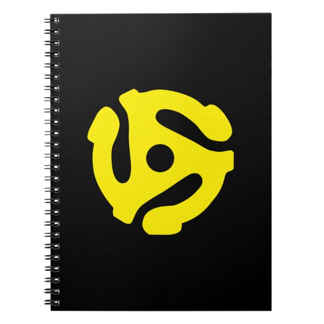 Retro Vintage Yellow 45 spacer DJ Notebook (Front)