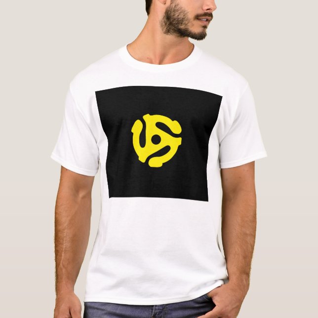 Retro Vintage Yellow 45 spacer DJ T-Shirt (Front)