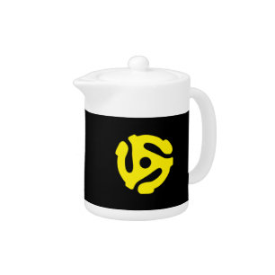 Retro Vintage Yellow 45 spacer DJ Teapot