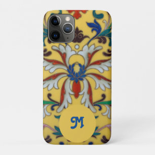 Retro Vintage Yellow Floral Botanical Monogrammed iPhone 11 Pro Case