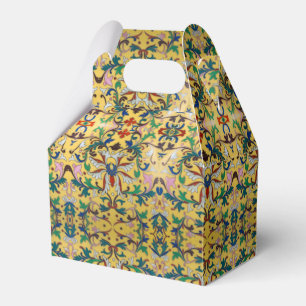 Retro Vintage Yellow Floral Botanical Pattern Cake Favor Boxes