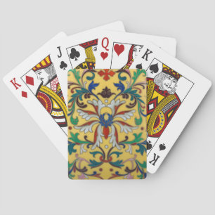 Retro Vintage Yellow Floral Botanical Poker Cards