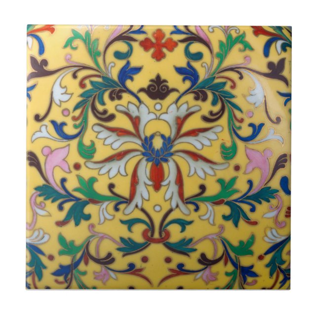 Retro Vintage Yellow Floral Minton Tile Botanical (Front)