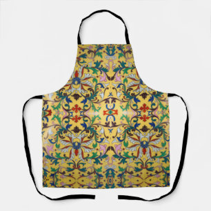 Retro Vintage Yellow Floral Minton Tile Botanical Apron