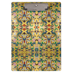 Retro Vintage Yellow Floral Minton Tile Botanical Clipboard