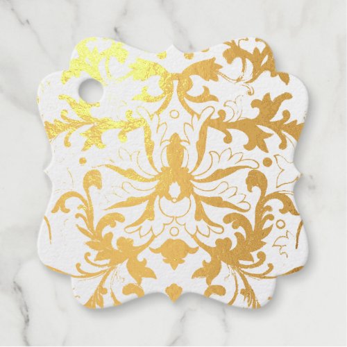 Retro Vintage Yellow Floral Minton Tile Botanical Foil Favor Tags