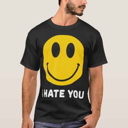 Retro Vintage Yellow Happy Smile Face Emoticon I H T_Shirt