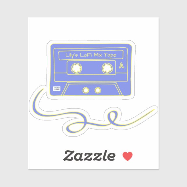 Retro Vintage Yellow Purple Cassette Tape SVG Sticker (Sheet)