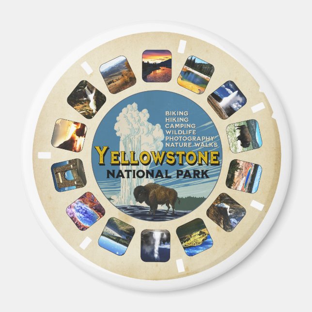 Retro Vintage Yellowstone National Park Magnet (Front)