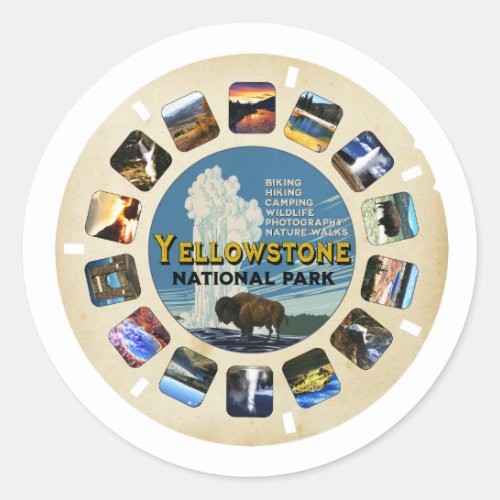 Retro Vintage Yellowstone National Park Souvenir Classic Round Sticker