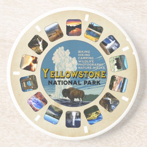 Retro Vintage Yellowstone National Park Souvenir Coaster