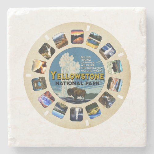 Retro Vintage Yellowstone National Park Souvenir Stone Coaster
