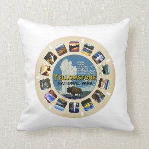 Retro Vintage Yellowstone National Park Souvenir Throw Pillow