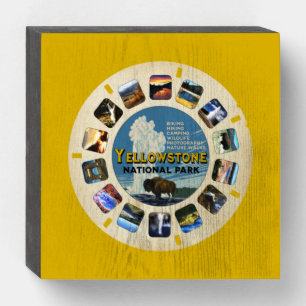 RETRO VINTAGE YELLOWSTONE NATIONAL PARK SOUVENIR WOODEN BOX SIGN