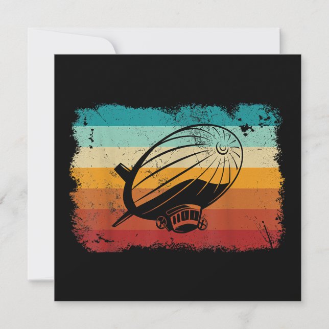 Retro Vintage Zeppelin Dirigible Airship Zepplin L Invitation (Front)