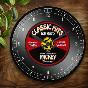 Retro Vinyl 45 Record Personalized Wall Clock