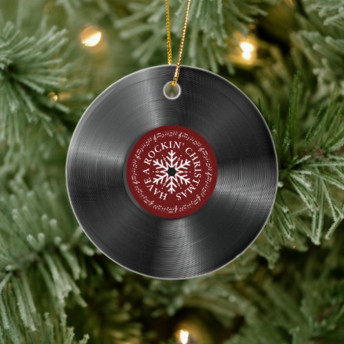 Retro Vinyl Album Vintage Record Christmas Ceramic Ornament