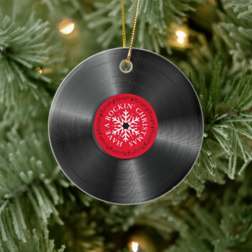 Retro Vinyl Album Vintage Record Christmas Ceramic Ornament