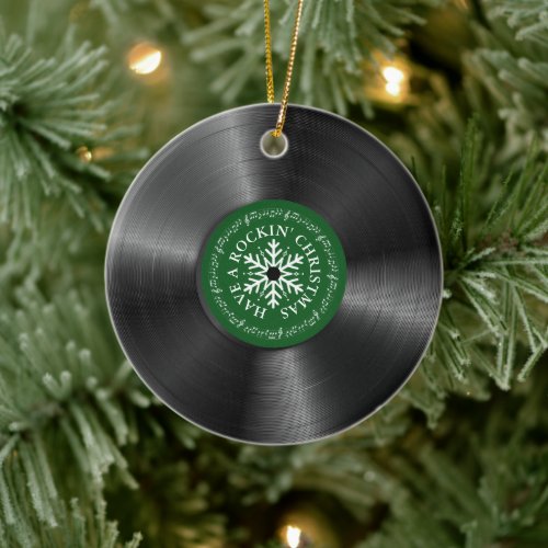 Retro Vinyl Album Vintage Record Christmas Ceramic Ornament