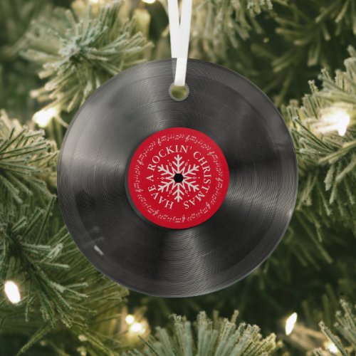Retro Vinyl Album Vintage Record Christmas  Glass Ornament