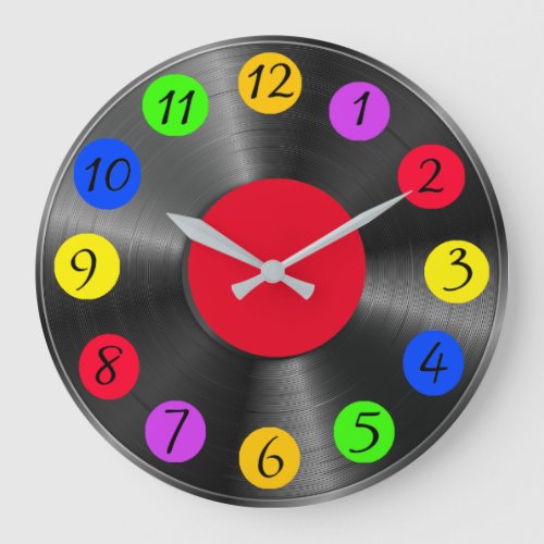 Retro Vinyl Album Vintage Record Large Clock