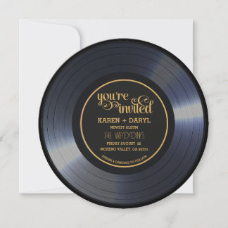 Retro Vinyl Black Wedding Record Invitation
