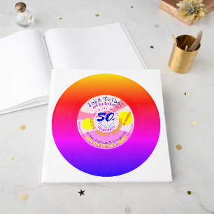 Retro Vinyl Record 45 RPM Rainbow 50th Birthday GB Guest Book