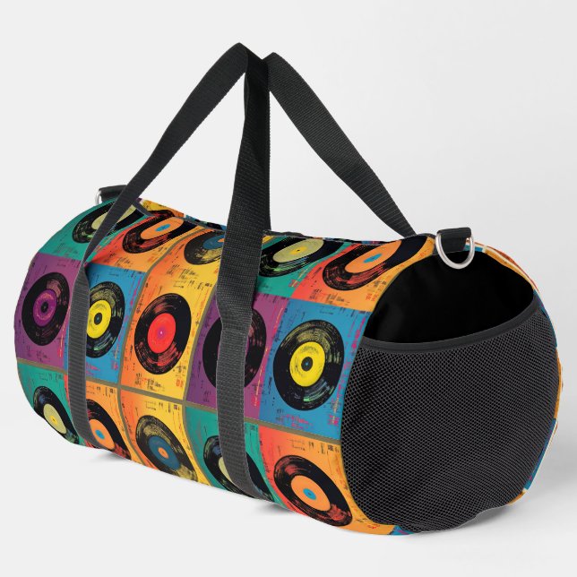 Retro Vinyl Record Album 60s 70s Duffle Bag (Right Corner)