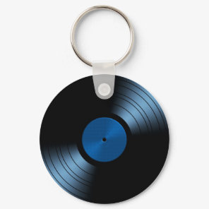 Retro Vinyl Record Album in Blue Keychain