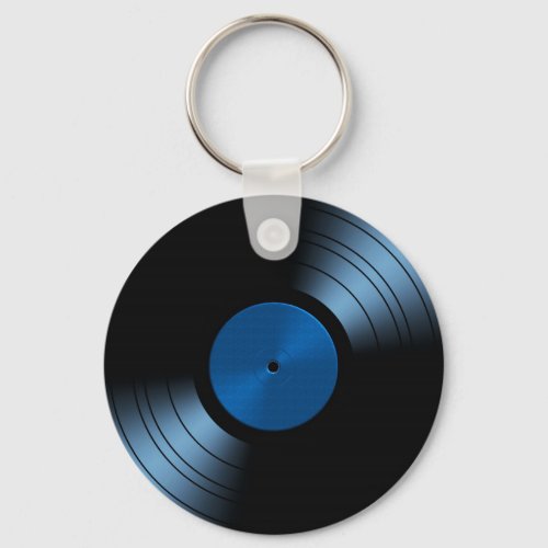 Retro Vinyl Record Album in Blue Keychain