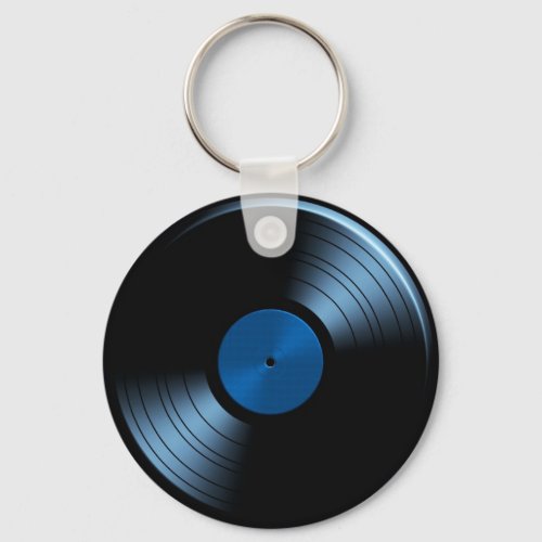 Retro Vinyl Record Album in Blue Keychain