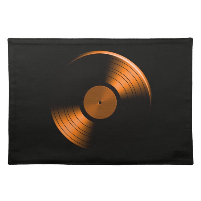 Retro Vinyl Record Album in Orange Placemat (Front)