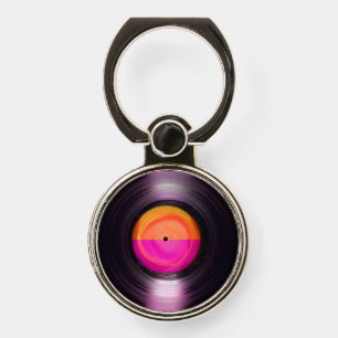 Retro Vinyl Record Album Pink and Orange Phone Ring Stand